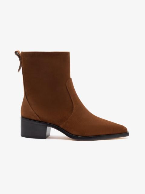 Larroudé Florencia Low Boot In Burnt Umber Suede