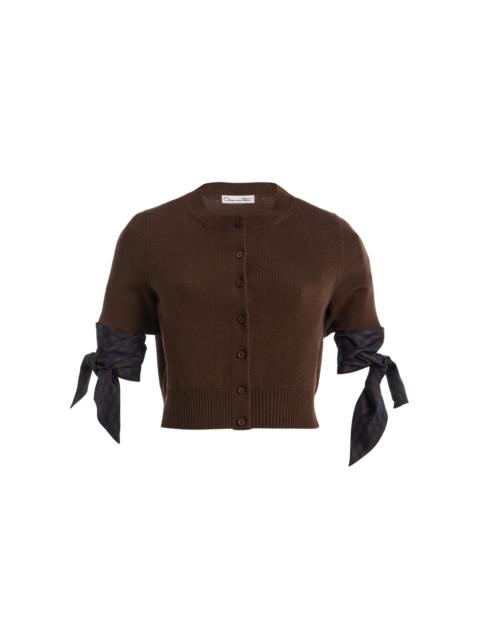 Oscar de la Renta Tie-Detailed Wool Cardigan brown