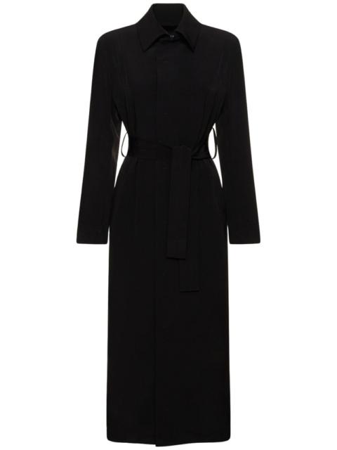 Buttoned crepe de chine midi coat