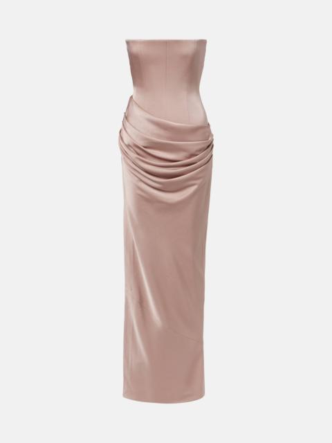 ALEX PERRY Draped satin corset gown