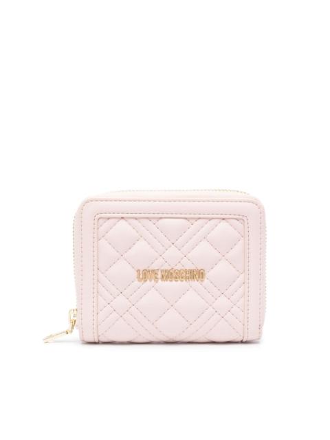 logo-lettering quilted wallet