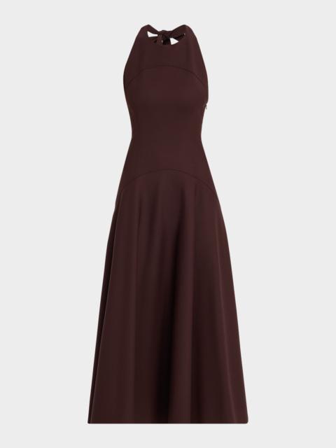 Oscar de la Renta Sleeveless Stretch Wool Halter Midi Dress