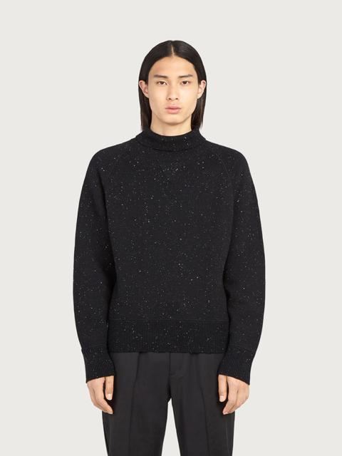 FERRAGAMO HIGH NECK SWEATER WITH MICRO SEQUINS