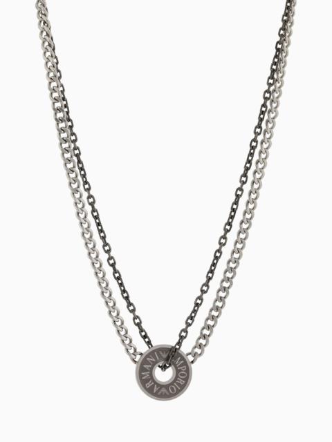 EMPORIO ARMANI Stainless Steel and IP Gun-Plating Chain Necklace