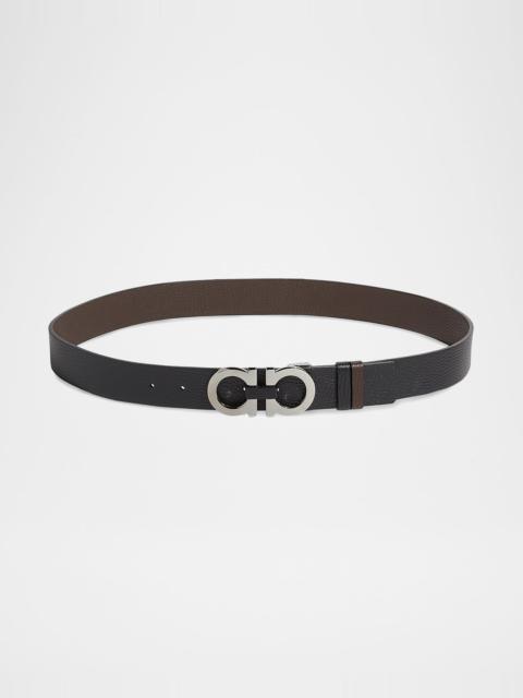 FERRAGAMO Moufflon Adjustable & Reversible Double-Gancini Buckle Leather Belt