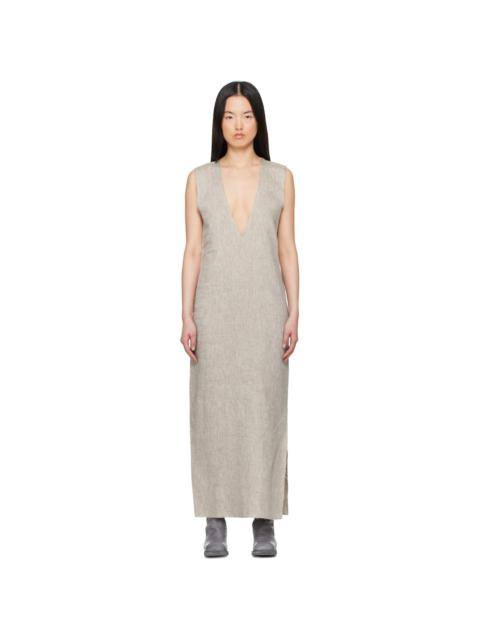 GABRIELA COLL GARMENTS Gray No.61 Linen V-Neck Midi thatDress