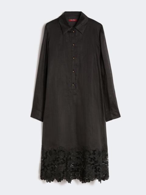 Max Mara Embroidered ramie gauze shirt dress - BLACK