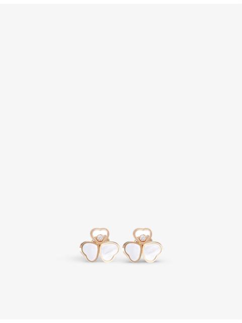 Chopard Happy Hearts Wings 18ct rose-gold, 0.1ct brilliant-cut diamond and mother-of-pearl earrings