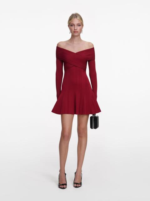 self-portrait Burgundy Viscose Knit Mini Dress
