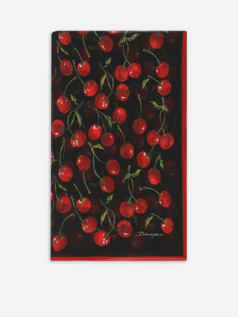 Cherry-print silk scarf (120x200)