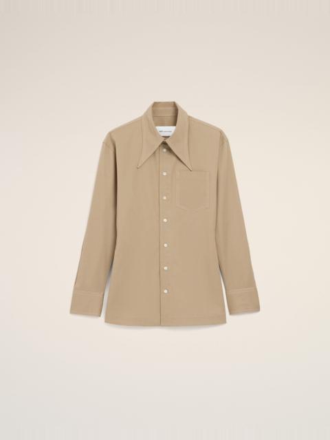 AMI Paris BEIGE COTTON SHARP COLLAR FITTED SHIRT