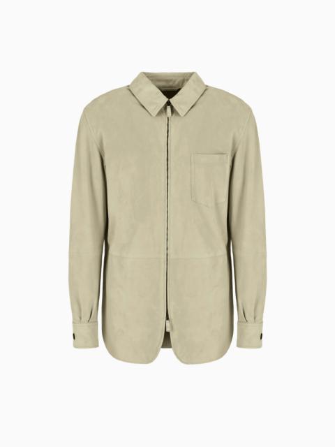 GIORGIO ARMANI Suede-lambskin, single-breasted jacket