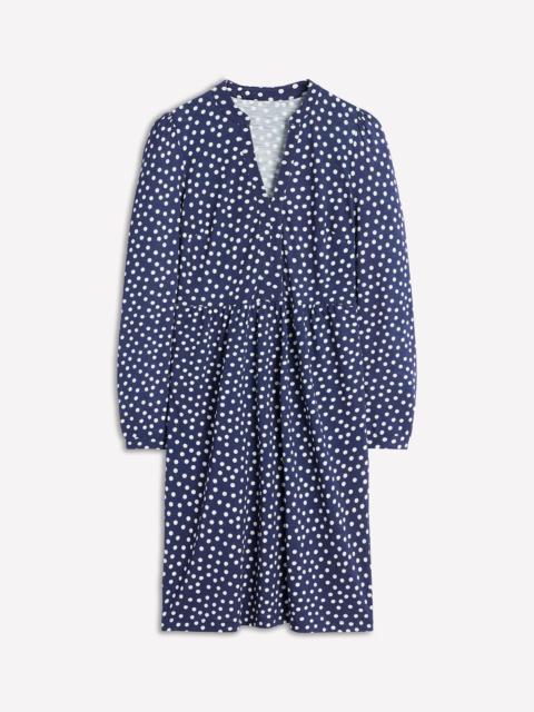 BODEN Naomi Relaxed Jersey Dress-French Navy, Abstract Dot