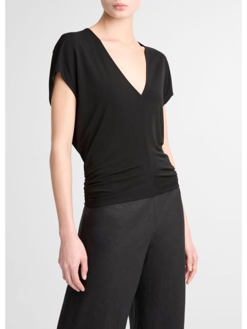 Vince Crepe Flutter-Sleeve V-Neck Top