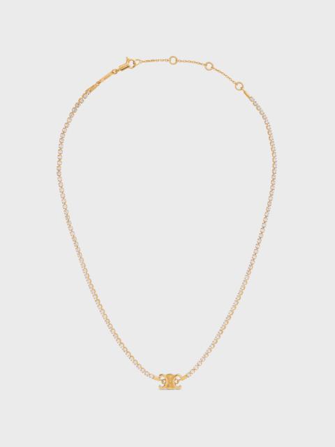 CELINE Triomphe Sparkle Necklace in Brass with Gold Finish and Strass