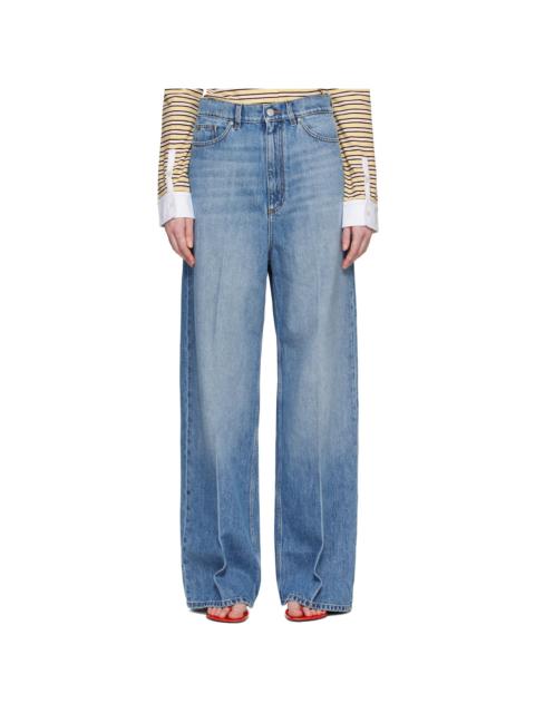 Stella McCartney Blue Faded Wide-Leg High-Rise Jeans