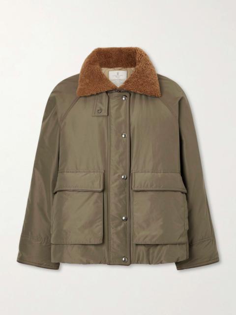 Brunello Cucinelli Shearling-trimmed padded cotton-blend down jacket Army green