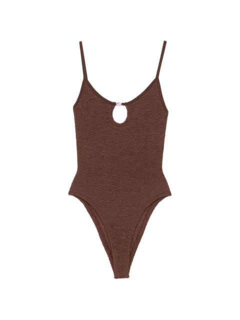 Hunza G bead-embellished cutout swimsuit