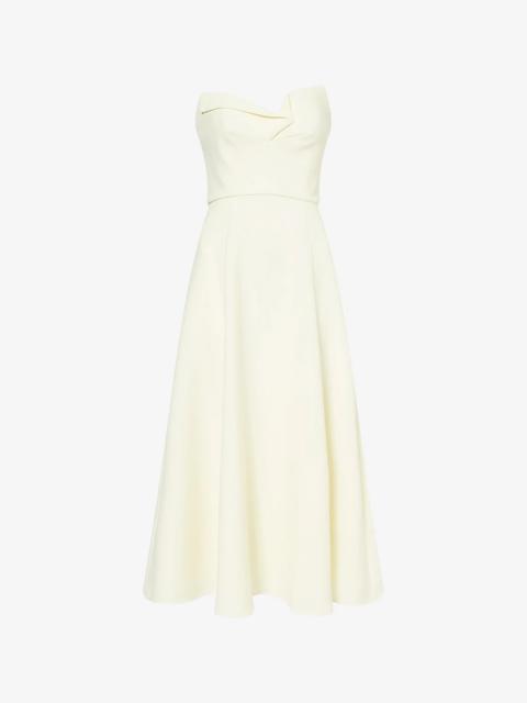 ROLAND MOURET Asymmetric bandeau crepe midi dress