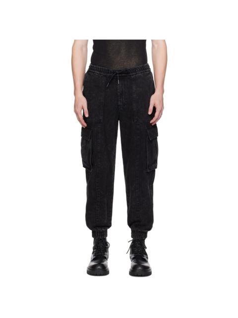 JUUN.J Black Faded Denim Cargo Pants