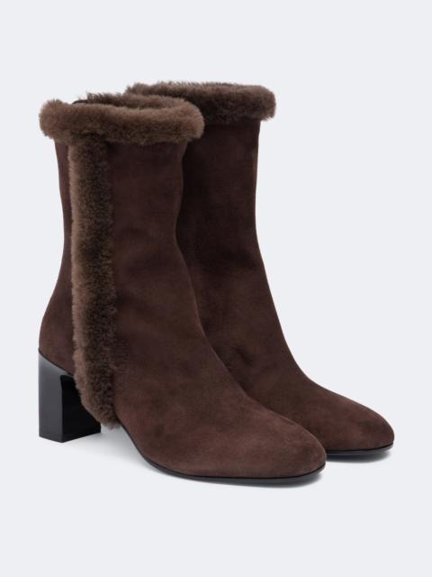 JIMMY CHOO Daze shearling-trimmed suede ankle boots