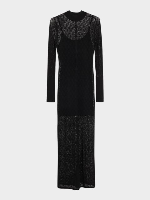 MARIA McMANUS Lace Mock-Neck Maxi Dress