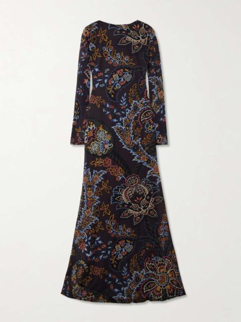 Etro Open-back printed jersey maxi dress