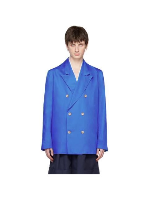 KING & TUCKFIELD Blue Long Line Double-Breasted Blazer