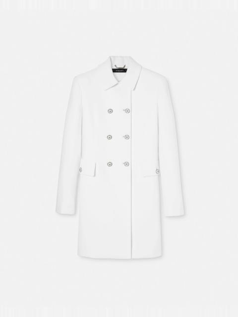 VERSACE Crêpe Double-Breasted A-line Coat