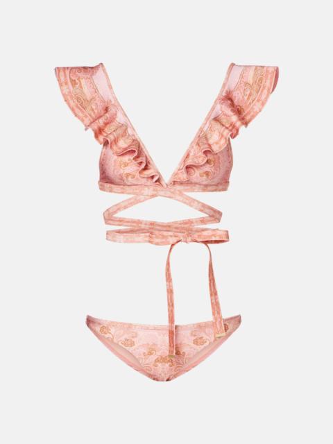 Zimmermann Como printed ruffled bikini