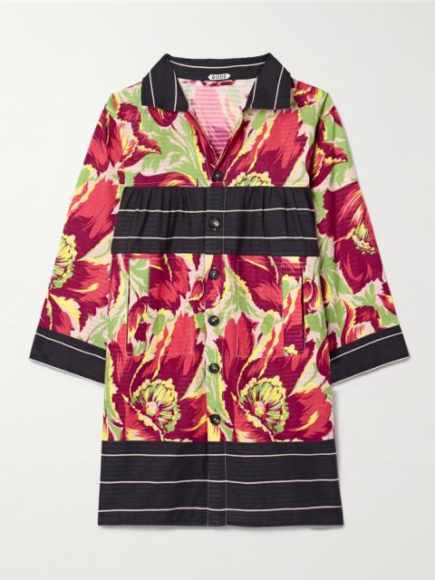 BODE Printed Cotton-jacquard Mini Shirt Dress