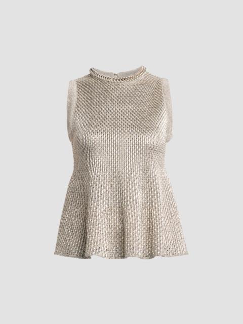Alexander McQueen Women's Woven Metallic Peplum Top - Silver