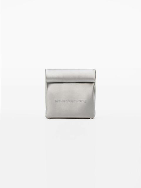 Alexander Wang LUNCH BAG CRYSTAL LOGO CLUTCH IN SATIN