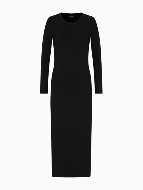 EMPORIO ARMANI LONG DRESS IN VISCOSE CRÊPE WITH KEYHOLE OPENING AT THE BACK