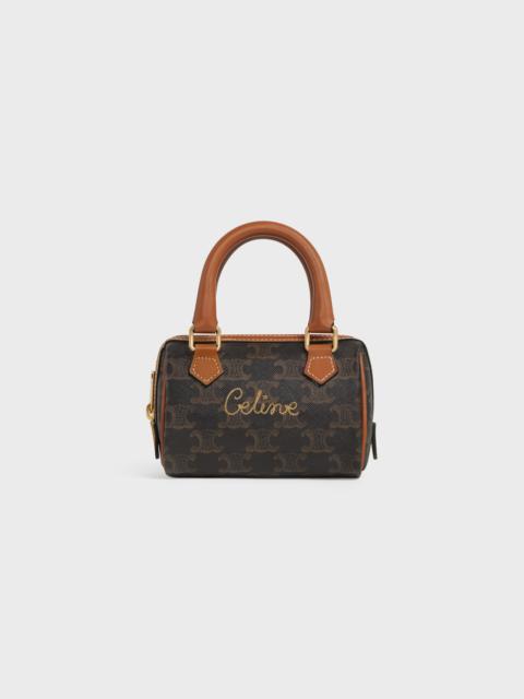 CELINE Mini Boston Bag in Triomphe Canvas with Celine Cursive