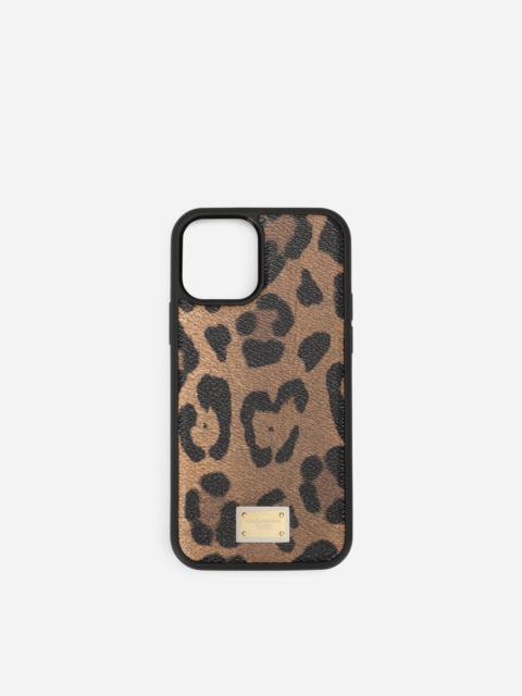 Dolce & Gabbana iPhone 12 Pro cover in leopard-print Crespo with branded plate