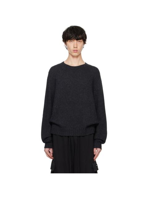 Palm Angels Gray Curved Logo Sweater