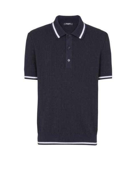 Balmain Monogrammed merino wool polo shirt