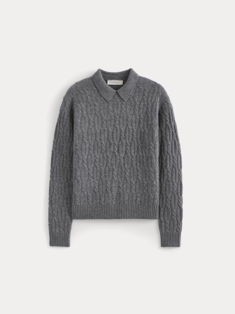 EVERLANE CABLE-KNIT POLO IN LUXE MERINO
