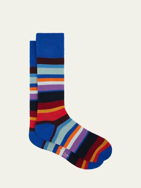 Paul Smith Men's Marek Color-Block Cotton Crew Socks