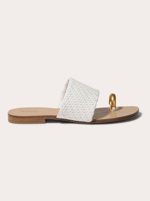 SIMKHAI Ariana Woven Faux-Leather Sandal