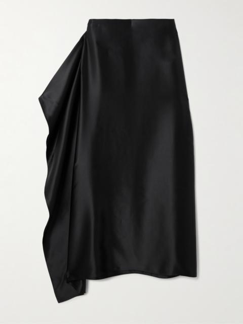 The Row Athalia Draped Duchesse Silk-satin Midi Skirt
