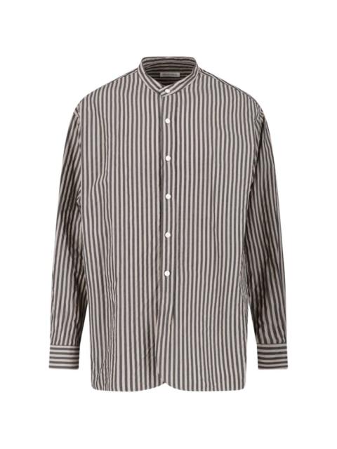 KAPTAIN SUNSHINE Bumpy striped band-collar shirt