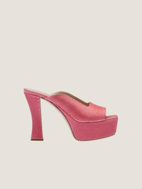 Miu Miu Satin platform sandals with crystals