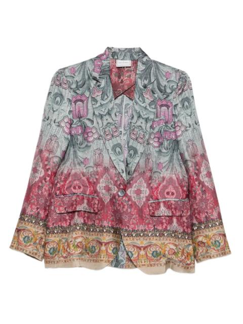 floral-print silk jacket