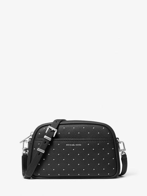 MICHAEL KORS Jet Set Small Studded Pebbled Leather Camera Crossbody Bag