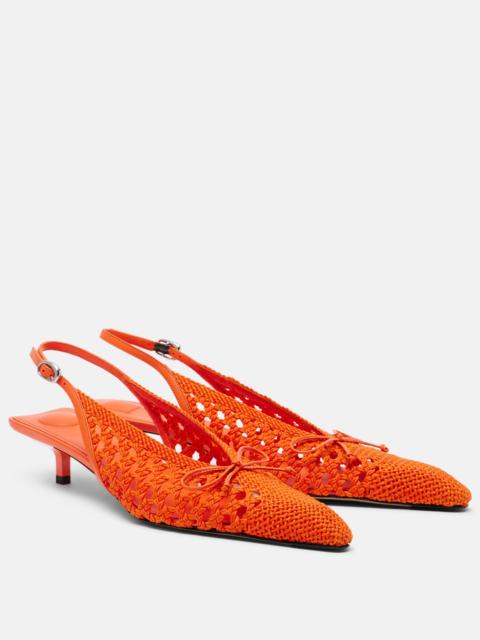 JACQUEMUS Cubisto raffia-effect slingback pumps