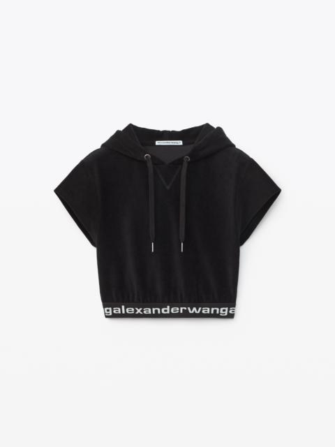 Alexander Wang CAP SLEEVE HOODIE IN STRETCH CORDUROY