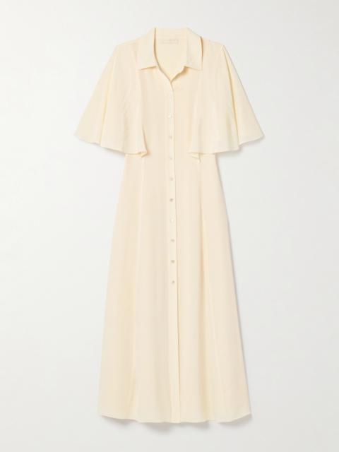 ULLA JOHNSON Silhouette Silk Crepe De Chine Midi Shirt Dress