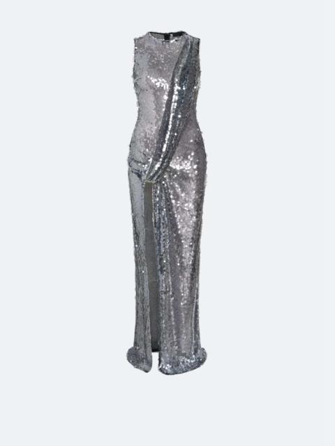 LAPOINTE Mesh Sequin Sleeveless Gown With Sash